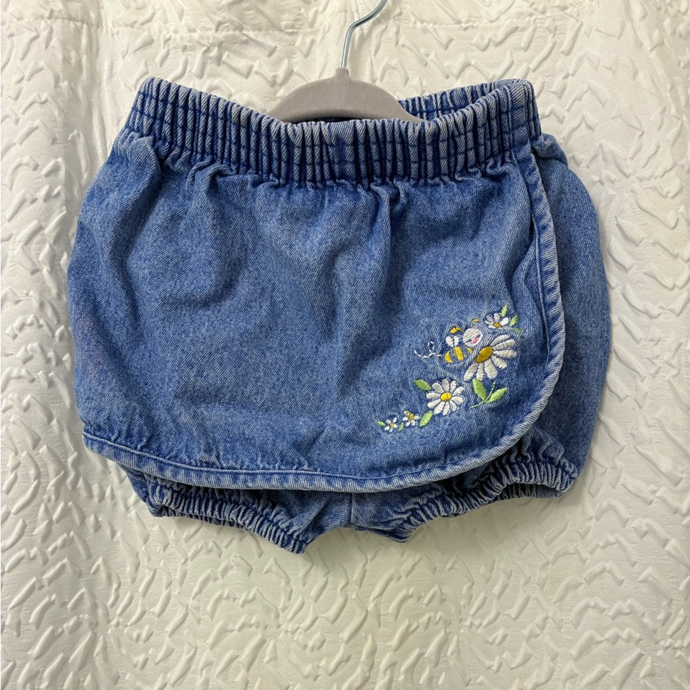 Embroidered Blue Denim Kids Shorts 24 months